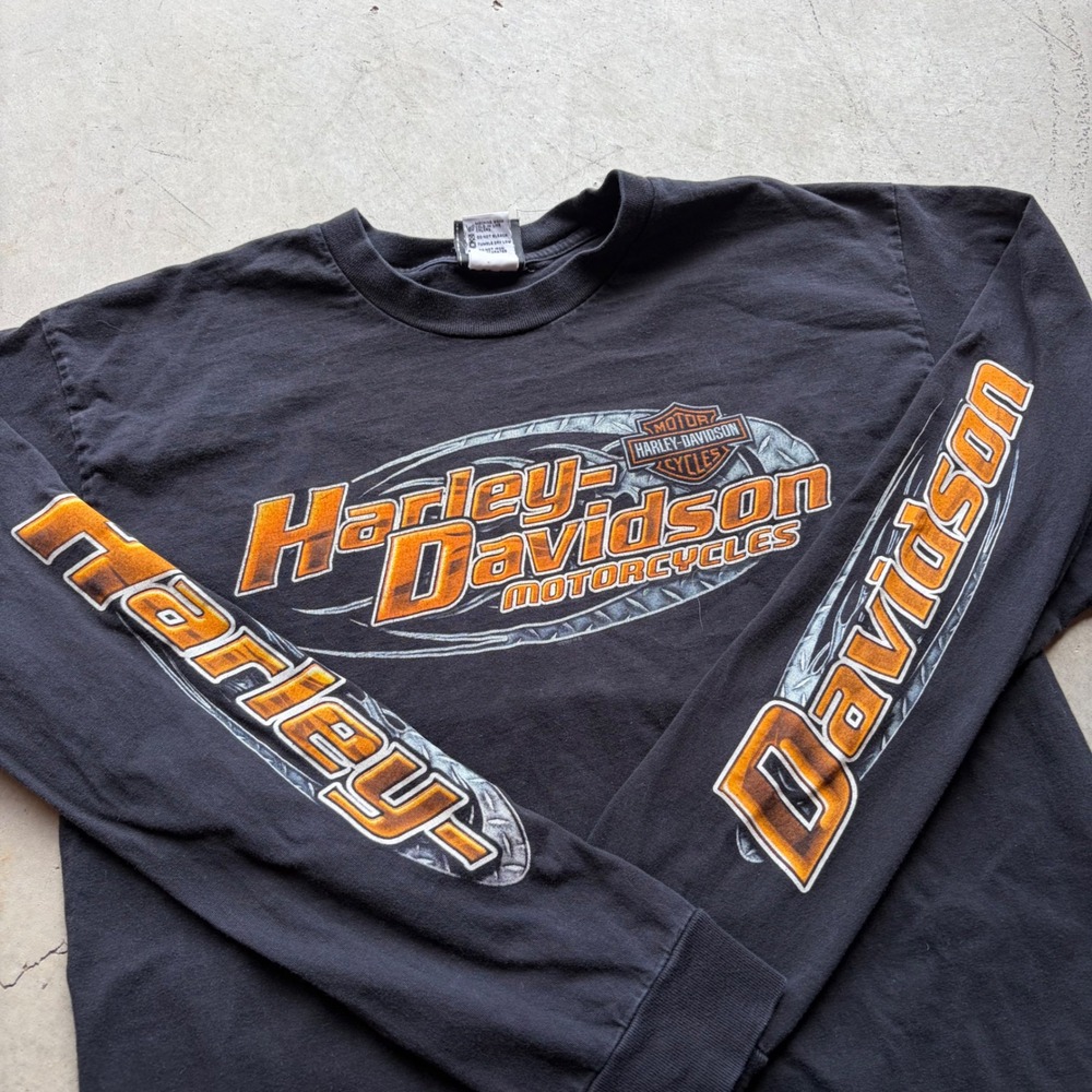 VTG Harley-Davidson Long Sleeve T-Shirt Mens Large Black Graphic USA Made